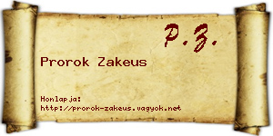 Prorok Zakeus névjegykártya